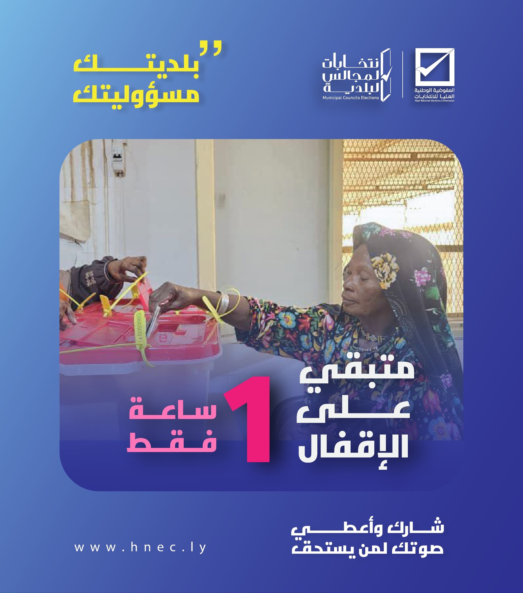 متبقي على إقفال مراكز الاقتراع ساعة واحدة فقط