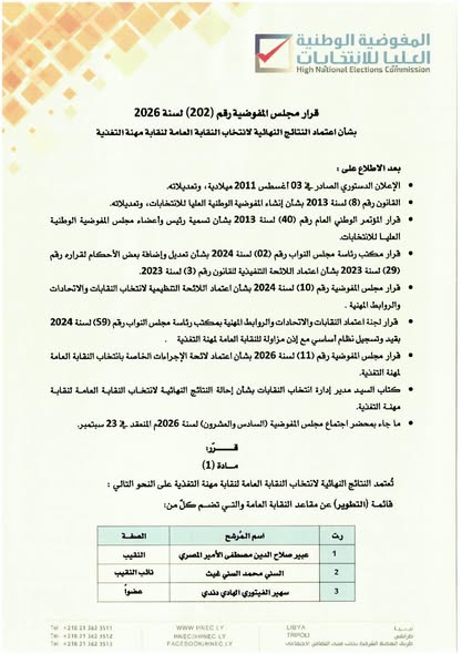 قرار مجلس المفوضية رقم (202) لسنة 2026.