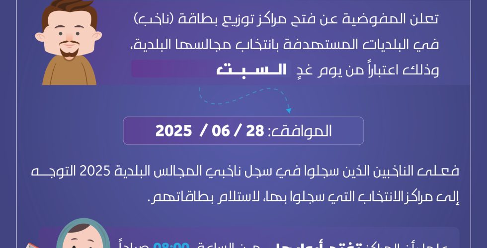 اعلان افتتاح مراكز توزيع البطاقة يوم الجمعة